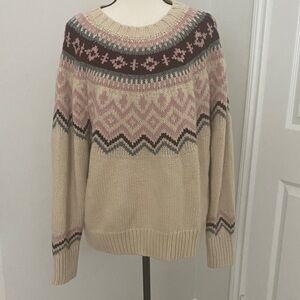 Lucky Brand Women's Sweater - Cream and Pink